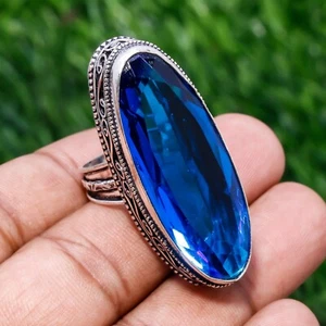 Tanzanite Quartz Gemstone Handmade Ethnic Jewelry Ring Size 9 - Picture 1 of 4