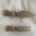 Inox Eataly Cheese Set Italy Knife Spreader Fork Charcuterie Metal Wood Handle