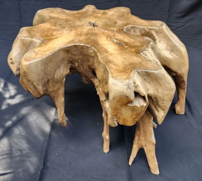 Mesa de centro/mesa auxiliar de madera de burlón de raíz maciza de teca #1481 Foto 1 de 4