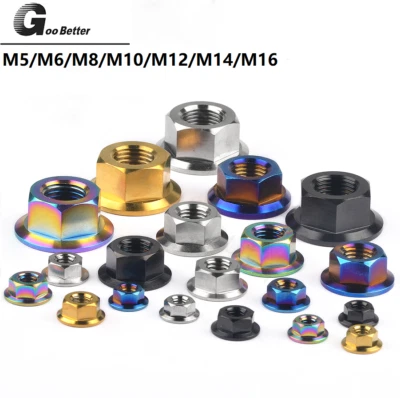 Titanium Nut Hex Flange Nuts M5 M6 M8 M10 M12 M14 M16 x0.8 x1.0 x1.25 x1.5 Pitch - Image 1 of 4