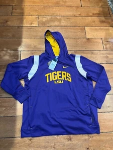 NIKE LSU TIGERS FOOTBALL ON FIELD THERMA FIT HOODIE SWEATSHIRT PURPLE 2XL NWT 85 - Picture 1 of 5