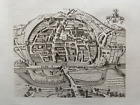 1822 antiker Druck; Plan of Exeter, Devon - Vogelperspektive von Mutlow / Hogenberg
