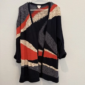 Chico’s sweaters size 2 Large Multi Color 3/4 Selves Cotton Blend Classic - Picture 1 of 6