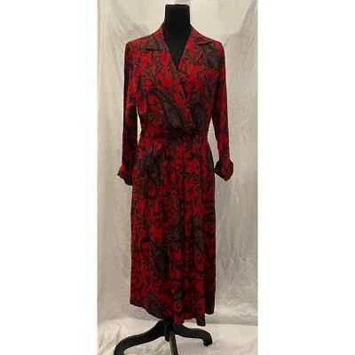 Vestido vintage años 70 Leslie Fay Collections rojo paisley  Foto 1 de 4