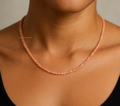 Natural Sunstone Choker Healing Dainty Orange Stone Necklace Queen Birthday Gift - Image 1 of 4