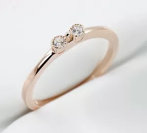 Anello donna oro rosa zirconi fiocco, anello impilabile in argento sterling 925, anello sottile - Foto 1 di 7