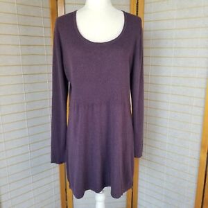 Soft Surroundings Dress Long Sleeve Cotton Cashmere Blend Purple Ribbed Large