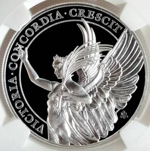 Moneda de plata St. Helena Queen's Virtues Victory 2021 1 oz PF 69 UCAM - Imagen 1 de 10