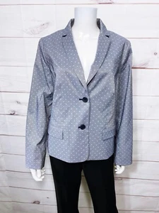 Talbots Womens Blazer Size 14 Blue & White Geometric Lined Long Sleeve - Picture 1 of 9