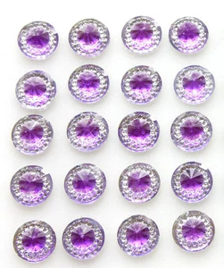 40 SELF ADHESIVE ROUND SHAPED AMETHYST RESIN DIAMANTE RHINESTONE GEMS 12 MM  - Picture 1 of 1