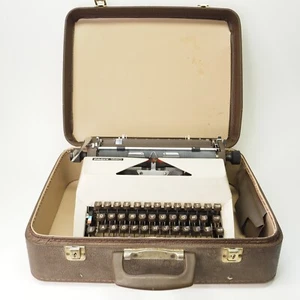 Máquina de escribir Facit 1620 de colección rara portátil beige con estuche MCM - Imagen 1 de 24