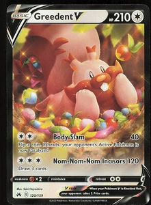 Pokémon TCG Greedent V Sword & Shield NM Crown Zenith 120/159 Holo Ultra Rare - Picture 1 of 2