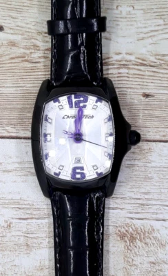 Reloj de pulsera Chronotech para mujer de cuero gris cristal de Swarovski 7107 agujas moradas Foto 1 de 4