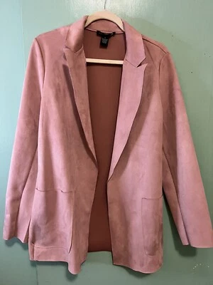 Chaqueta abierta Joan Vass Blush rosa gamuza blazer lagenlook. De gran tamaño. Med Foto 1 de 3