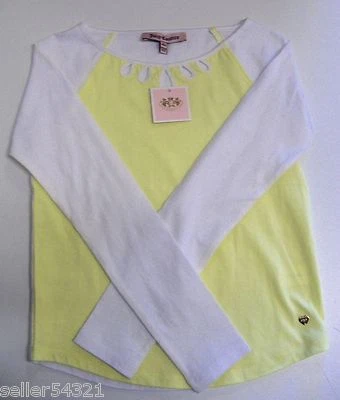 **NUEVO** Top de moda Juicy Couture con detalle de agujero de llave en el cuello - Amarillo/Blanco   Foto 1 de 4