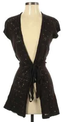 NWT Eileen Fisher Clove Brown Organic Cotton Long Cardigan w/Waist Tie Size XS - Image 1 of 4