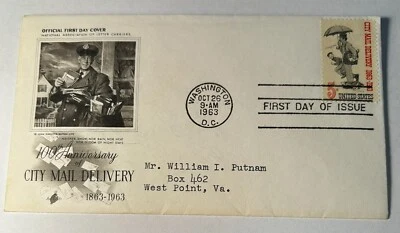 Washington DC City Mail Delivery FDC Stamped Envelope 1963 plus 4 stamp block - Image 1 of 3