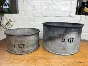 Vintage Galvanized Steel MEASURES, 4 & 8 Quart ~ Grain, Farm, Country - Picture 1 of 13