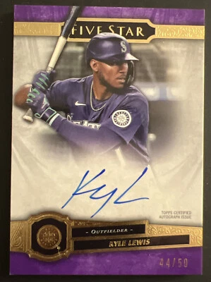 2021 Topps Five Star Kyle Lewis Autograph Purple SP #’d 44/50 Auto #FSA-KL - Image 1 of 2