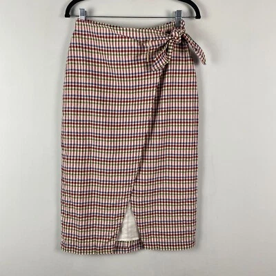 Falda midi Madewell Sarong en guinga arco iris talla 4 algodón Foto 1 de 4