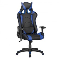 FineBuy Bürostuhl Kunstleder Drehstuhl Blau Chefsessel Gamer Schalensitz NEU