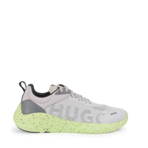 HUGO Mens Trainers Grey Casual Sneakers With Logo Wayne Runn - Size 8 - Picture 1 of 10