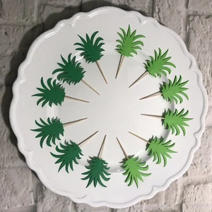 Pineapple Tops Cupcake Toppers Birthday Bridal Luau Party Hawaiian Set of 12 - Picture 1 of 4