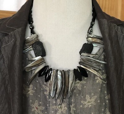 Collar Brutalista Acrílico Abulón Puntiagudo Años 90 20" Cierre de Palanca Cuentas Facetadas Gótico Foto 1 de 4