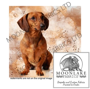 Dachshund Brown Painted 100% Natural Cotton or 290gsm thick soft Polyester - Picture 1 of 3
