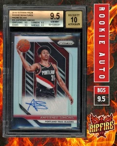 2018-19 Panini Prizm Silver Anfernee Simons Rookie BGS 9.5 Auto 10 Low Pop RC - Picture 1 of 3