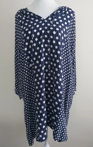 Vestido Trenery Azul Marino y Blanco Polkadot Cambio XL 100% Viscosa - Imagen 1 de 8