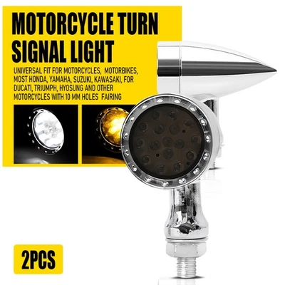 Luz de circulación intermitente cromada universal para motocicleta con carenado de orificio de 10 mm Foto 1 de 4