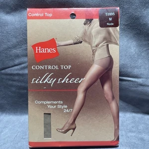 2012 Hanes Control Top Silky Sheer 24/7 Pantyhose Med Nude 53995 NEW!! - Picture 1 of 4