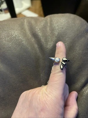 Joomi Lim Anillo Plata Con Estrás Negro Transparente Talla 7 Foto 1 de 4