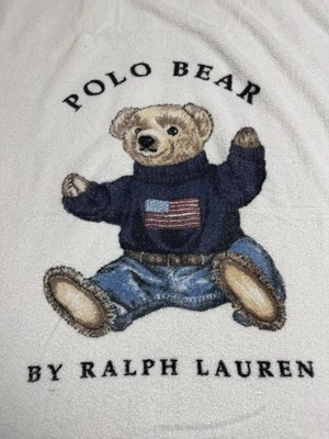 POLO BEAR полотенце RALPH LAUREN пляж ванна хлопок махровая ткань белый США винтажный - Изображение 1 из 2