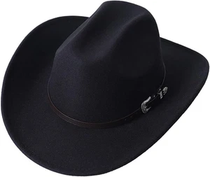 Cappello cowgirl cowboy western a tesa larga uomo donna con cintura fibbia - Foto 1 di 12