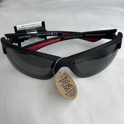 Gafas de sol Dockers para hombre polarizadas hoja de goma negras mate ¡NUEVAS CON ETIQUETAS! Foto 1 de 4