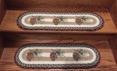 One Pinecone Braided  Stair Tread  by Earth Rugs or may be used as Table Runner - Image 1 of 4