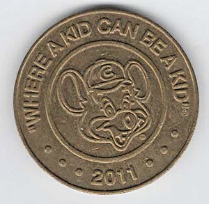 2011 Chuck E Cheese, "Where a Kid can be a kid" token +2 Prize Tickets (#1) - Picture 1 of 3