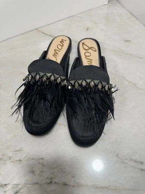 Mocasines planos negros Sam Edelman Landis planos sin cordones para mujer con pedrería plumas” Foto 1 de 4
