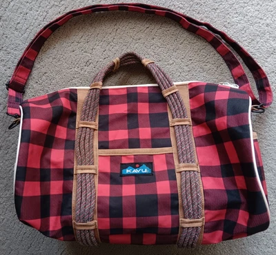 KAVU Red & Black Checkered Duffle Bag With Adjustable Strap - Image 1 of 4
