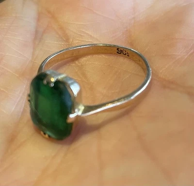 💚L@@K 8x10mm ESMERALDA COLOMBIANA 9 QUILATES ORO ROSA DOBLE GARRA CONJUNTO ANILLO TALLA M💚  Foto 1 de 4