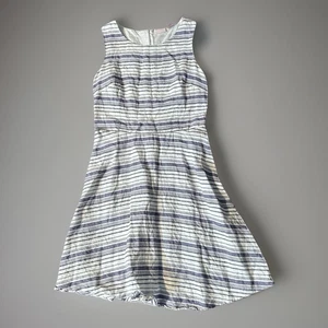 St. Tropez West Sleeveless Sun Dress 100% Linen Size 2 White Red Blue Striped - Picture 1 of 6