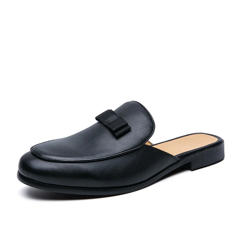 Leather Slip on Flat Casual Shoes Men Dress Half Shoes Outdoor Walking Sippers - Image 1 of 4