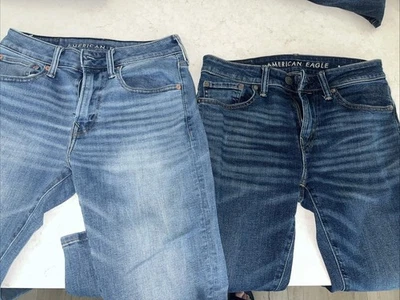 American Eagle Airflex Plus Jeans Lot Mens 28x32 Blue Dark Light Wash Stretch - Image 1 of 4