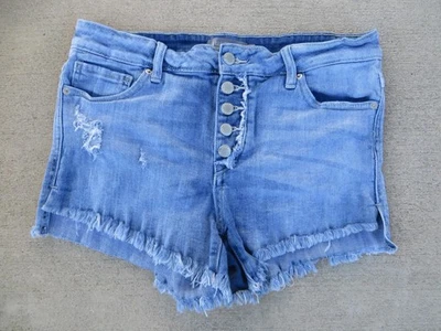 Pantalones Cortos Just USA Para Mujer 31 Lavado Ligero Denim Botón Mosca Envejecido Dobladillo Crudo FAB704 Foto 1 de 4