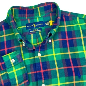 Ralph Lauren Classic Fit Performance Flannel Mens XL Green Multi Plaid Pony - Picture 1 of 9