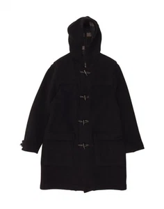 MELKA Mens Hooded Duffle Coat IT 54 2XL Black Wool QX15 - Picture 1 of 4