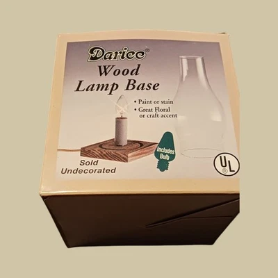 Darice Wood Lamp 3” Base-Undecorated-Crafting Supply-VTG-See box photo for ideas - Image 1 of 4