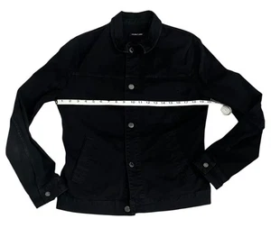 RARO Casco Lang Envejecido Rasgado Denim Chaqueta Negro Talla S 100% Algodón - Imagen 1 de 5